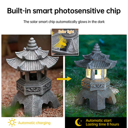 Decorazioni da giardino alimentate a energia solare: lanterne e statue a pagoda - Stilex