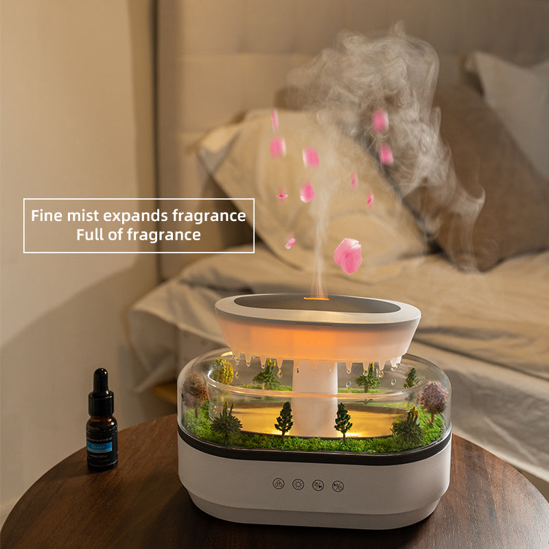 Umidificatore d'aria intelligente a goccia di pioggia con nebbia fredda , paesaggio, albero di Natale, diffusore di aromi ad olio - Stilex