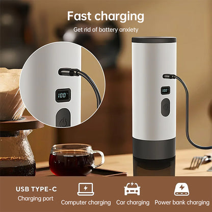 Macchina per caffè espresso portatile wireless 3 in 1, 7800 mAh, auto/casa/campeggio, (caffè macinato/in capsule.) - Stilex