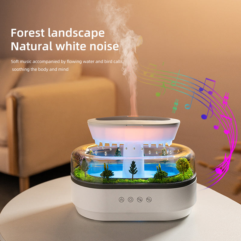 Umidificatore d'aria intelligente a goccia di pioggia con nebbia fredda , paesaggio, albero di Natale, diffusore di aromi ad olio - Stilex