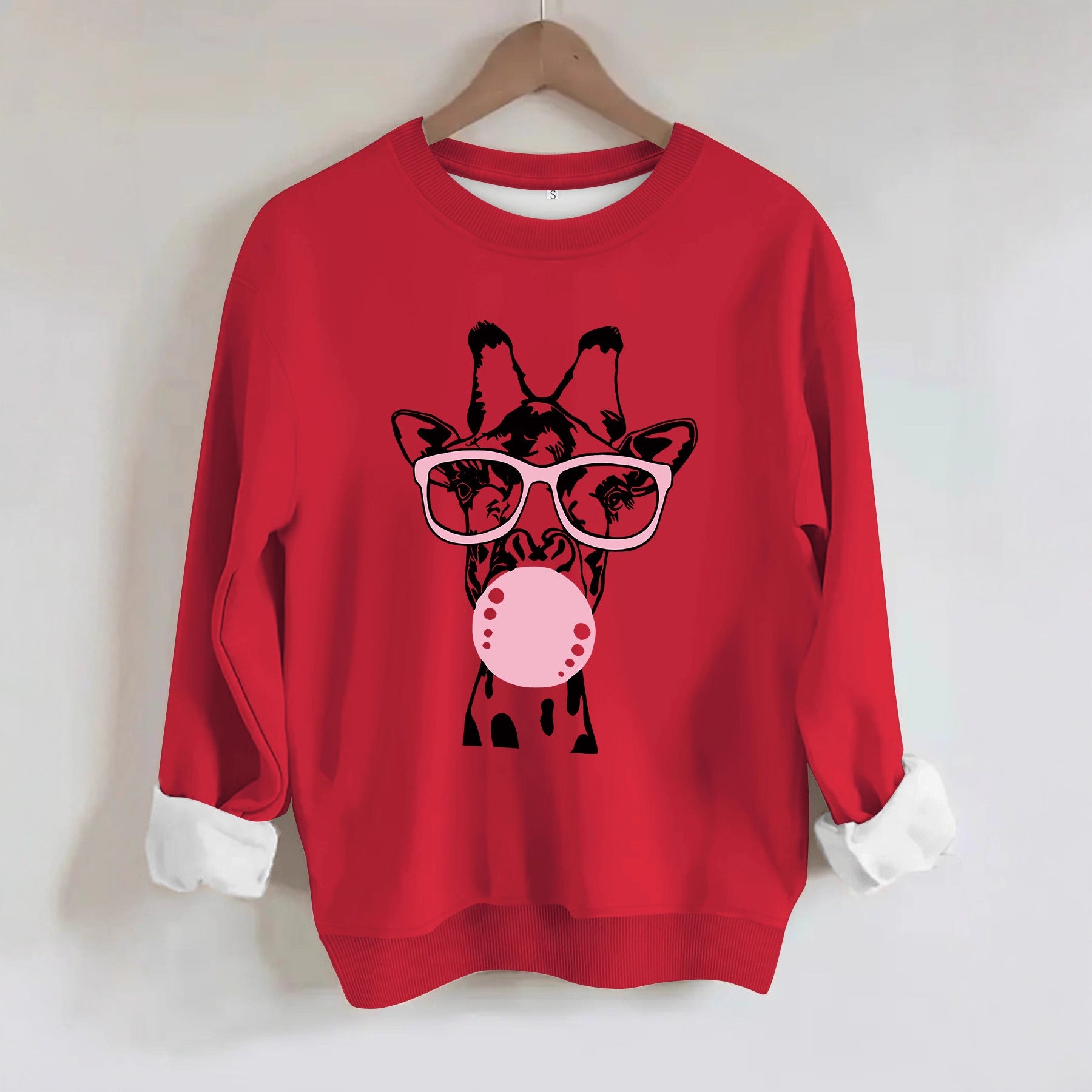 Felpa con scollo rotondo con stampa giraffa - Stilex