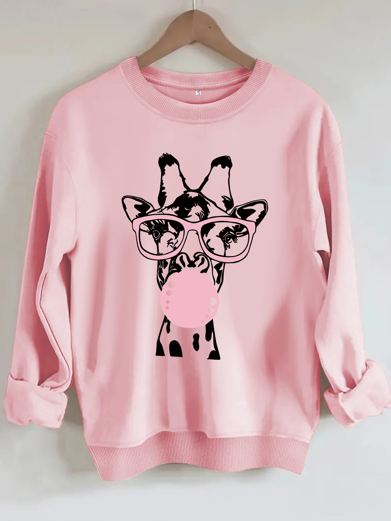 Felpa con scollo rotondo con stampa giraffa - Stilex