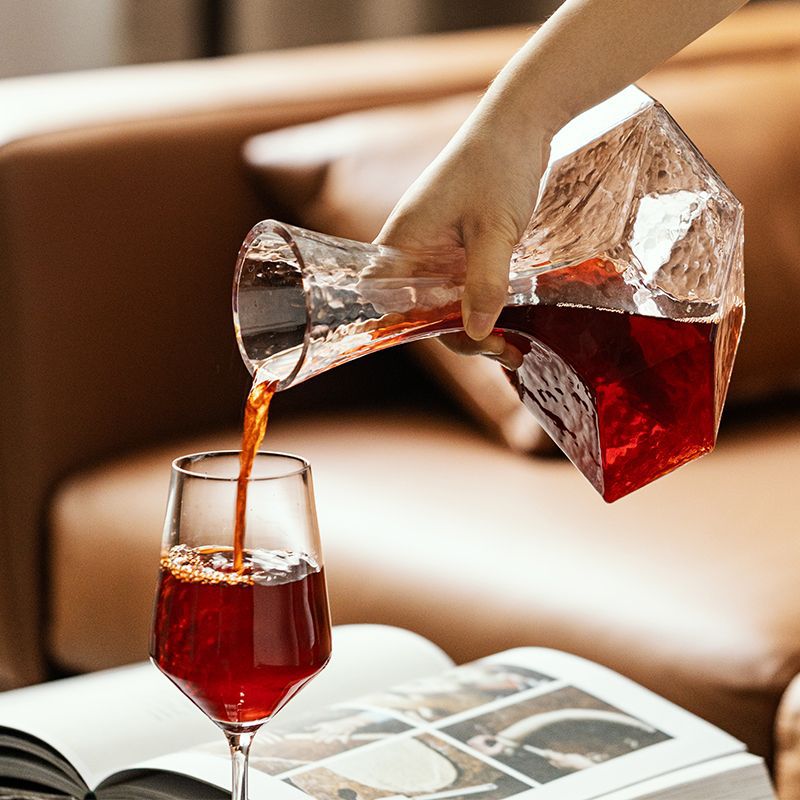 Decanter per vino Cube Diamond, bottiglia di vino traspirante e rapida per la casa, aeratore per vino rosso in vetro di alta qualità di lusso - Stilex