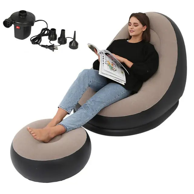 divano pigro gonfiabile, sedia a sdraio, comodo sgabello per le gambe, pouf singolo per uso domestico ed esterno - Stilex