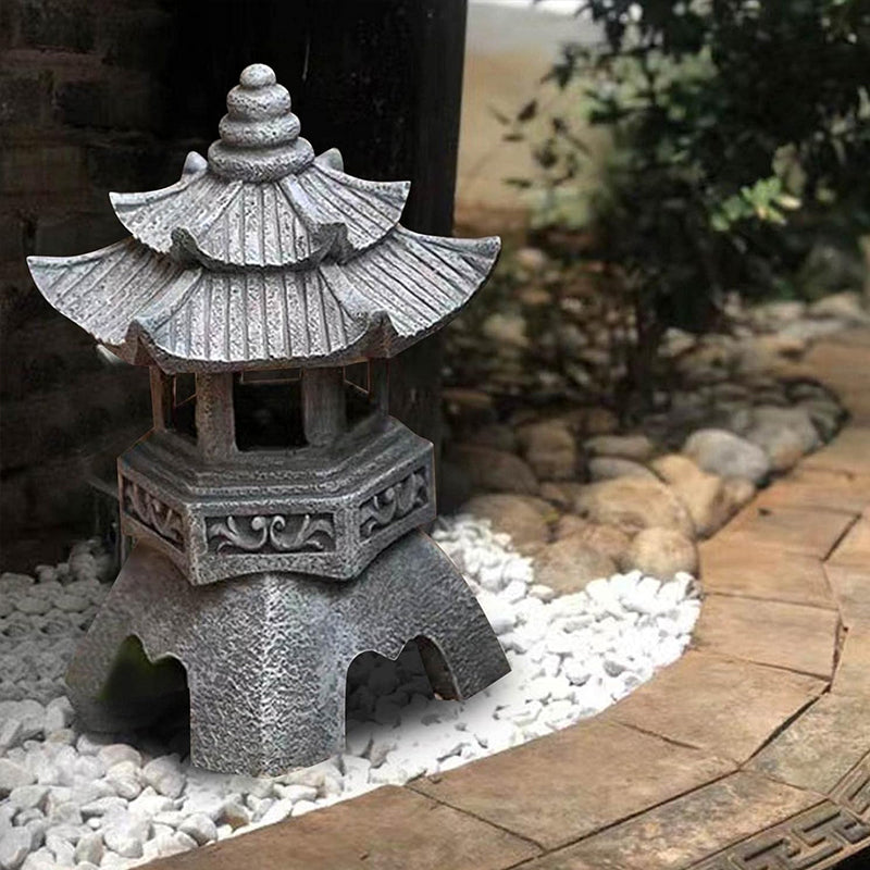 Decorazioni da giardino alimentate a energia solare: lanterne e statue a pagoda - Stilex