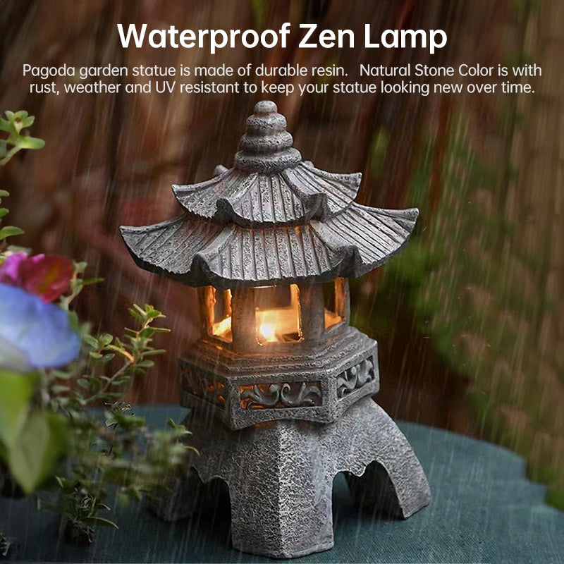 Decorazioni da giardino alimentate a energia solare: lanterne e statue a pagoda - Stilex