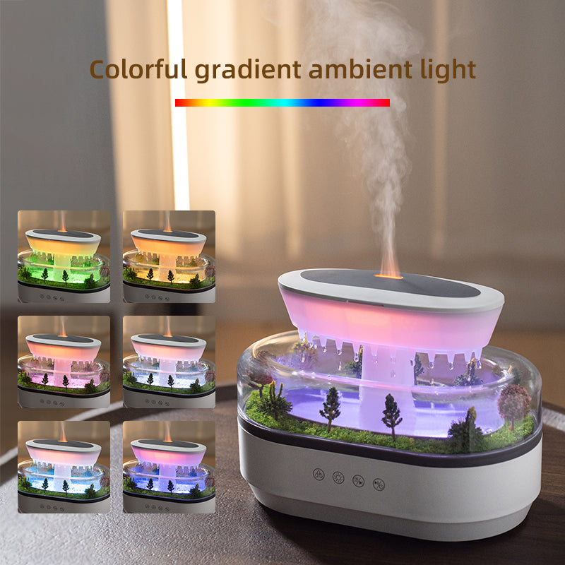 Umidificatore d'aria intelligente a goccia di pioggia con nebbia fredda , paesaggio, albero di Natale, diffusore di aromi ad olio - Stilex