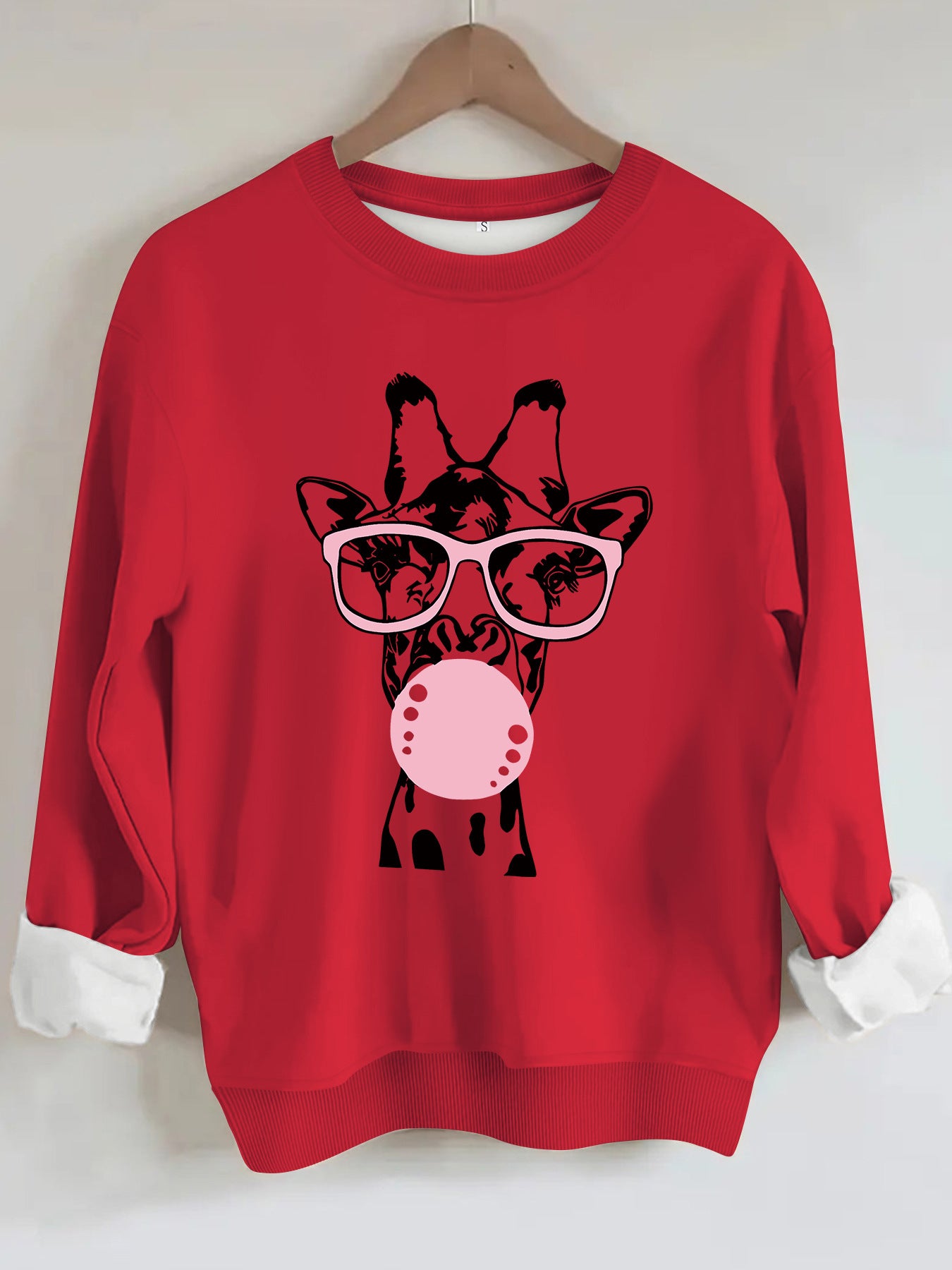 Felpa con scollo rotondo con stampa giraffa - Stilex