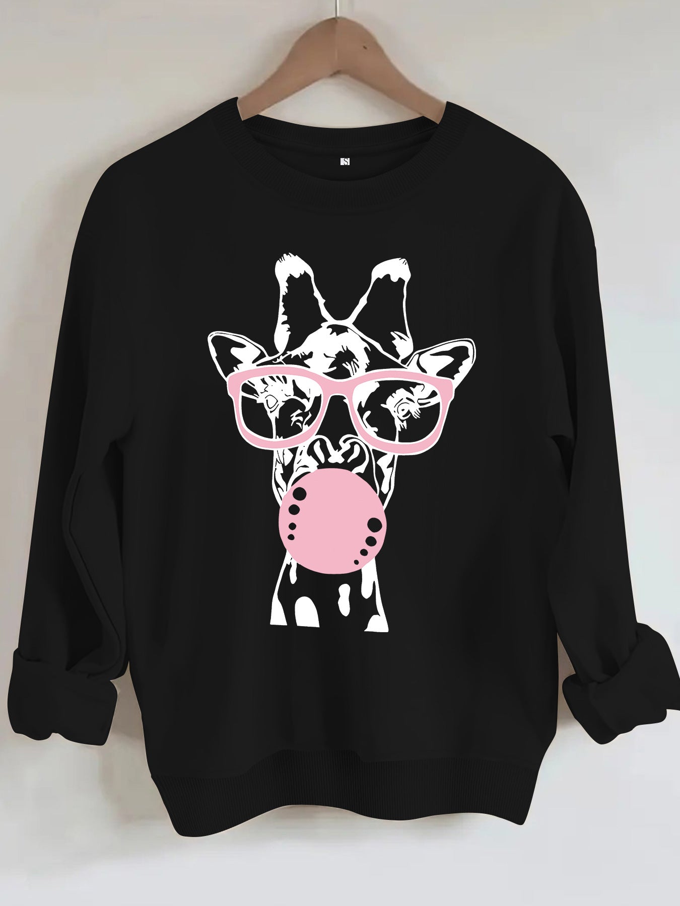 Felpa con scollo rotondo con stampa giraffa - Stilex