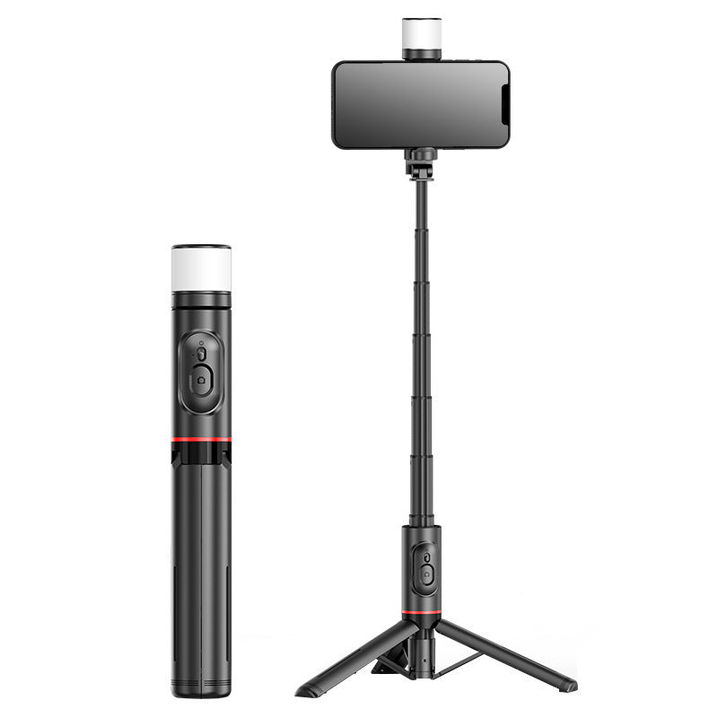 Selfie stick Bluetooth per cellulare con luce di riempimento rotante e treppiede nascosto per streaming live - Stilex