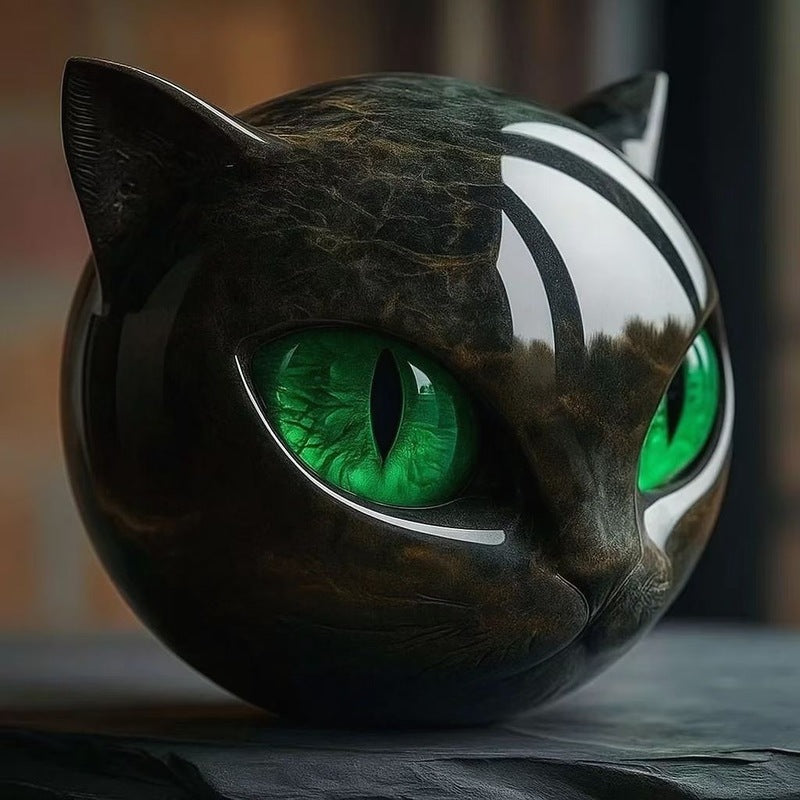 Statua di gatto nero in pietra (testa in resina, texture in marmo): pietra curativa, souvenir, regalo, decorazione per la scrivania di casa/ufficio. - Stilex