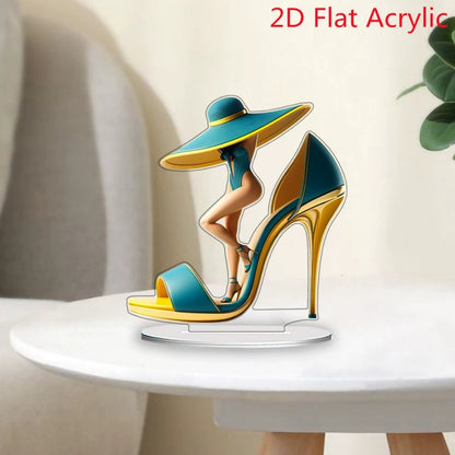 Decorazione per scrivania, ornamento, regalo elegante, creativo, con tacco alto, in acrilico, stile cartone animato, per la casa e il soggiorno - Stilex