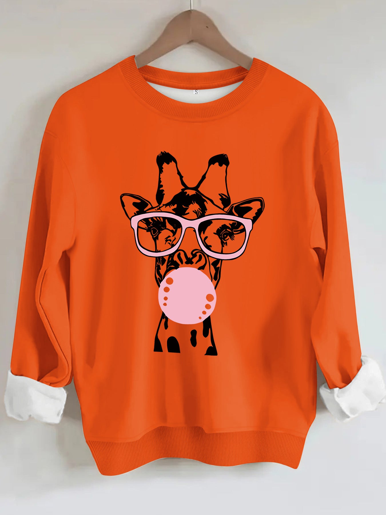 Felpa con scollo rotondo con stampa giraffa - Stilex