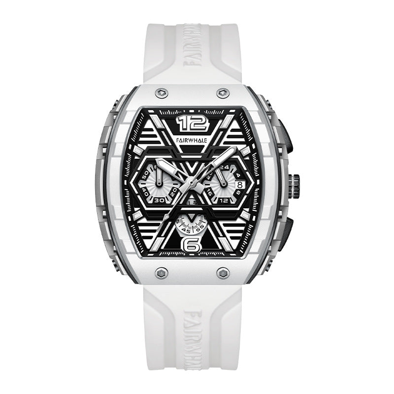 Orologio da polso casual al quarzo da uomo, multifunzionale, con tre occhi che scuotono il quadrante esplosivo - Stilex