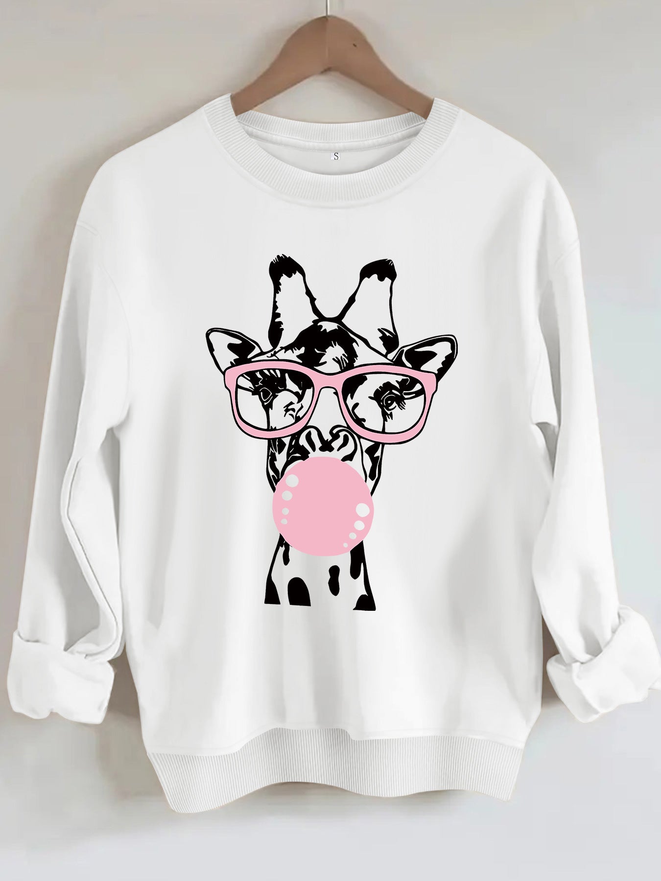 Felpa con scollo rotondo con stampa giraffa - Stilex