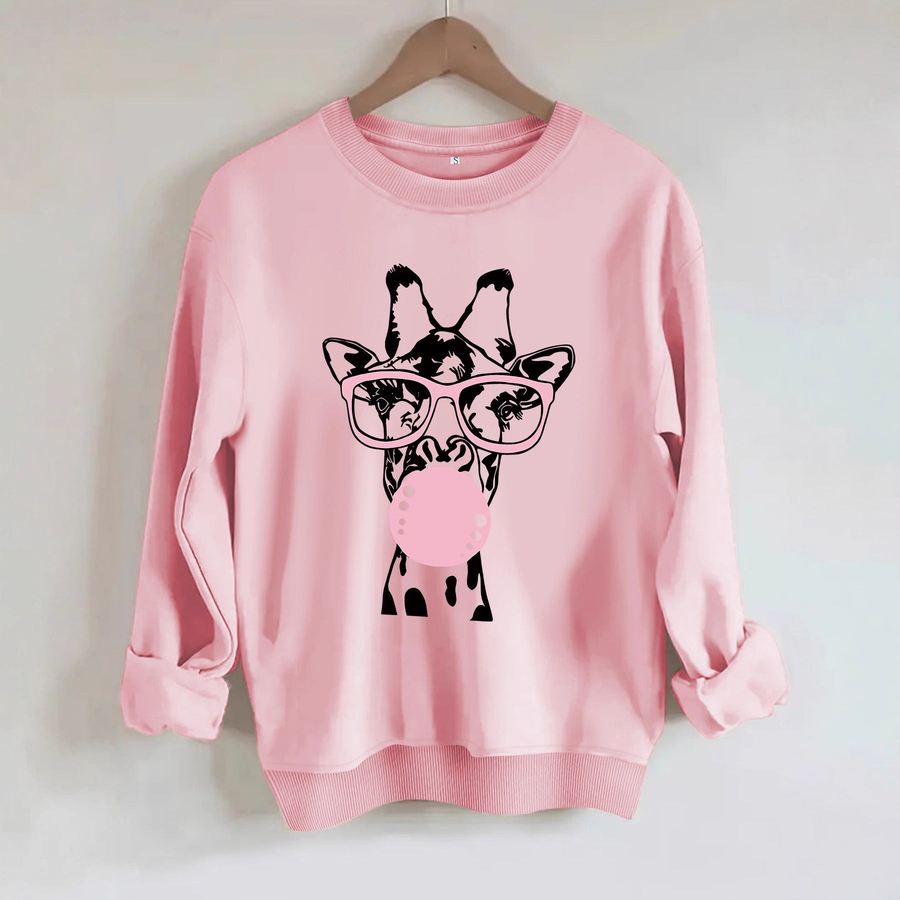 Felpa con scollo rotondo con stampa giraffa - Stilex