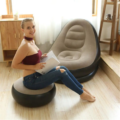 divano pigro gonfiabile, sedia a sdraio, comodo sgabello per le gambe, pouf singolo per uso domestico ed esterno - Stilex