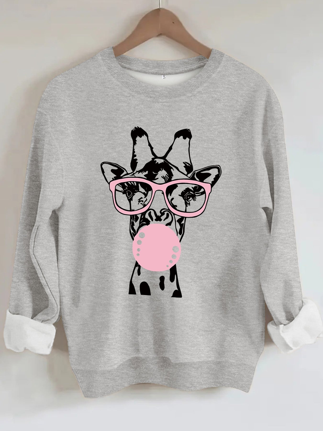 Felpa con scollo rotondo con stampa giraffa - Stilex