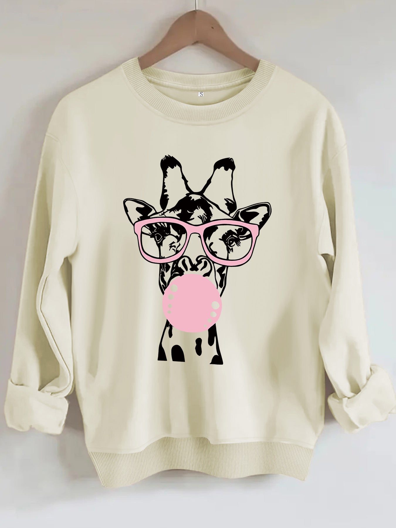 Felpa con scollo rotondo con stampa giraffa - Stilex