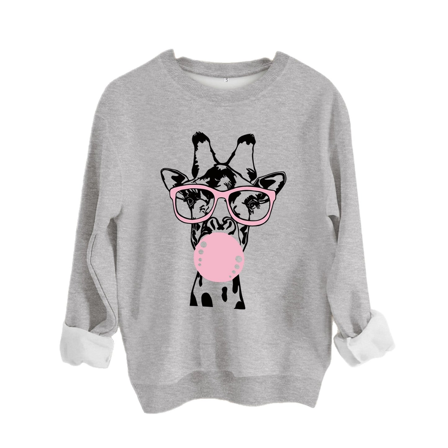 Felpa con scollo rotondo con stampa giraffa - Stilex