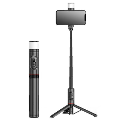 Selfie stick Bluetooth per cellulare con luce di riempimento rotante e treppiede nascosto per streaming live - Stilex