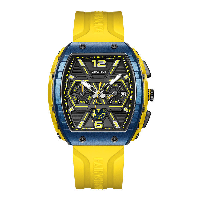 Orologio da polso casual al quarzo da uomo, multifunzionale, con tre occhi che scuotono il quadrante esplosivo - Stilex
