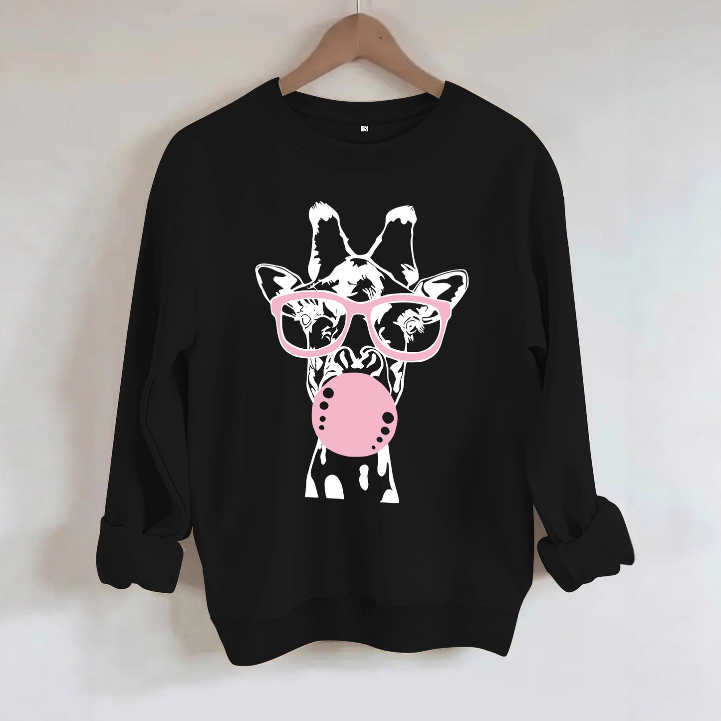 Felpa con scollo rotondo con stampa giraffa - Stilex