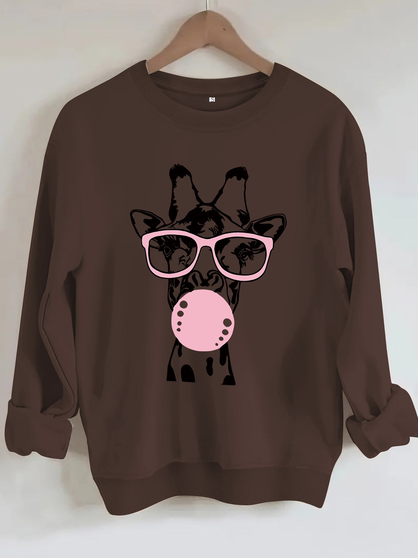 Felpa con scollo rotondo con stampa giraffa - Stilex