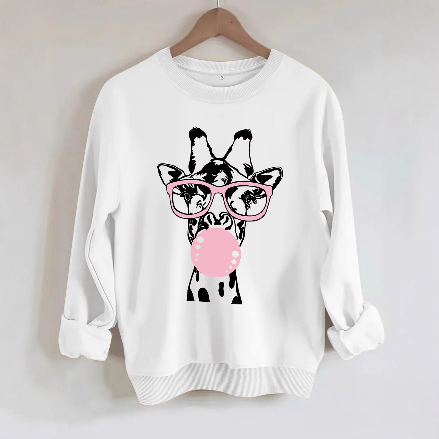 Felpa con scollo rotondo con stampa giraffa - Stilex