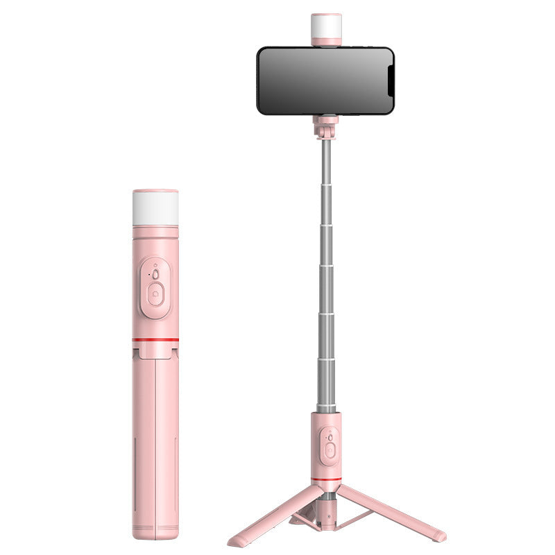 Selfie stick Bluetooth per cellulare con luce di riempimento rotante e treppiede nascosto per streaming live - Stilex