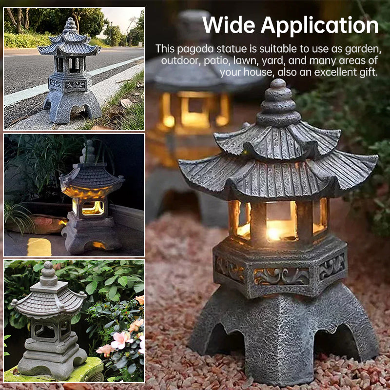 Decorazioni da giardino alimentate a energia solare: lanterne e statue a pagoda - Stilex