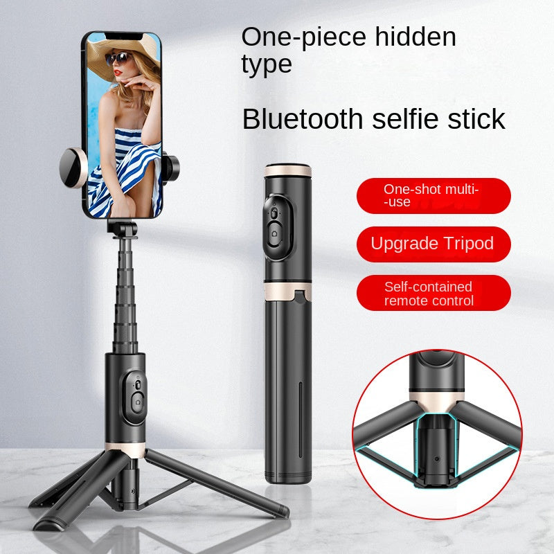 Selfie stick Bluetooth per cellulare con luce di riempimento rotante e treppiede nascosto per streaming live - Stilex